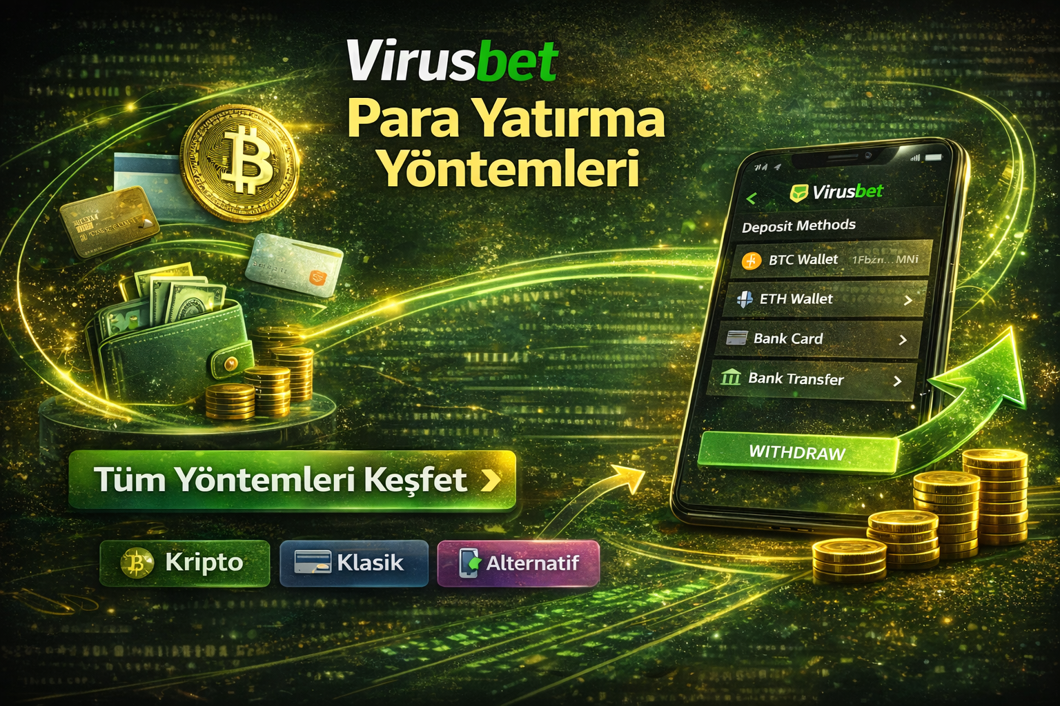 Virusbet para yatırma yöntemleri hakkında kripto ve alternatif seçenekler